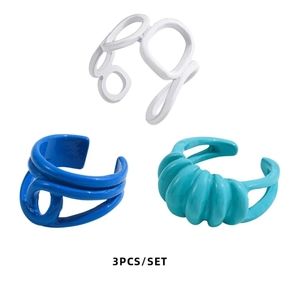 3 pc Geometric Open Ring Set